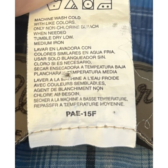 WRANGLER Plaid Pearl Snap Shirt Mens Medium Blue Western Cowboy Chest Pockets - Picture 8 of 10